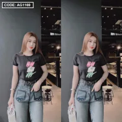 Áo nữ thun thái form suông ôm vừa in chữ vẽ màu