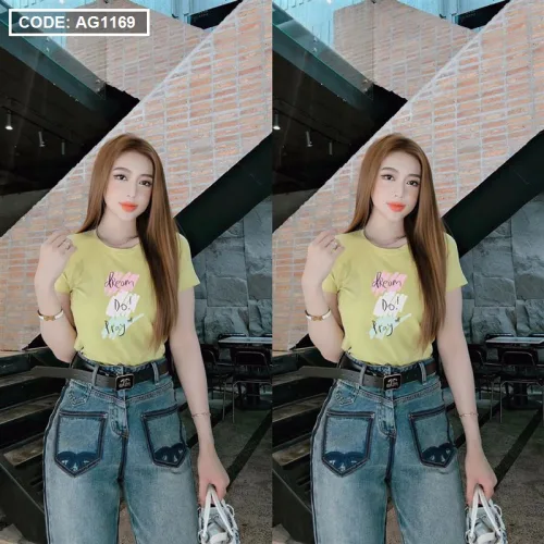 Áo nữ thun thái form suông ôm vừa in chữ vẽ màu