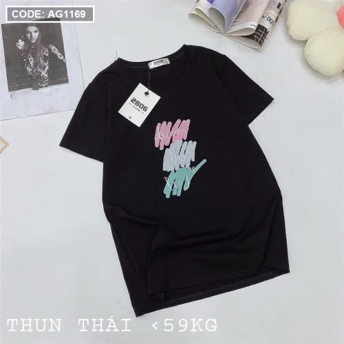 Áo nữ thun thái form suông ôm vừa in chữ vẽ màu