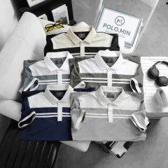 Áo Thun Cổ Bẻ Phối 2 Sọc Trước Ngực Độc Đáo Cao Cấp (Có Size 3XL)