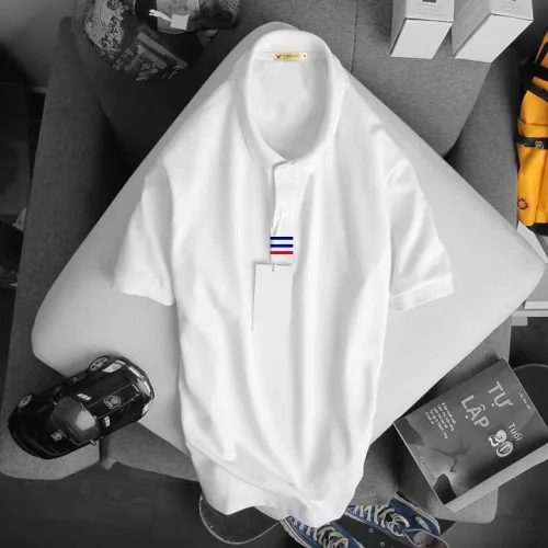 Áo thun nam cổ polo thêu 3 sọc đỏ xanh( giá mới)
