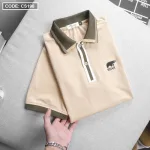 Áo Thun Nam Có Cổ Cá Sấu Viền Sọc Thêu Logo Bear (Có Size 3XL)