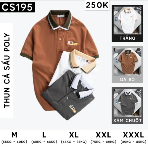 Áo Thun Nam Cá Sấu Poly Thêu Logo GTR (Có size 3x)