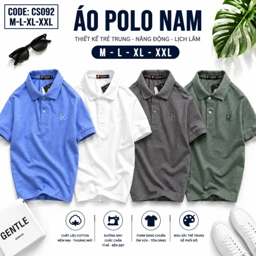 Áo Thun Nam Có Cổ Polo Thêu Chữ R