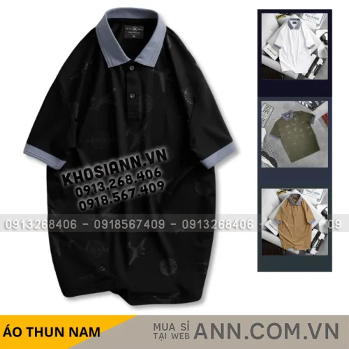 Áo Thun Nam Cổ Bẻ Họa Tiết In Hình Máy Bay (Có Size 3XL)