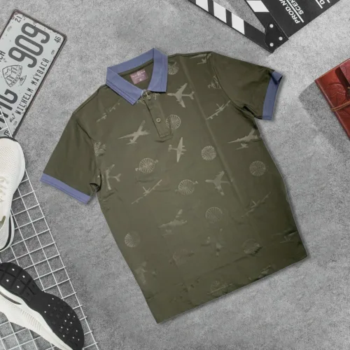 Áo Thun Nam Cổ Bẻ Họa Tiết In Hình Máy Bay (Có Size 3XL)