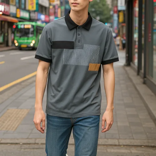 Áo Thun Nam Cổ Bẻ Họa Tiết Sọc Dọc Có Viền Bo Tay Áo (Có Size 3XL)