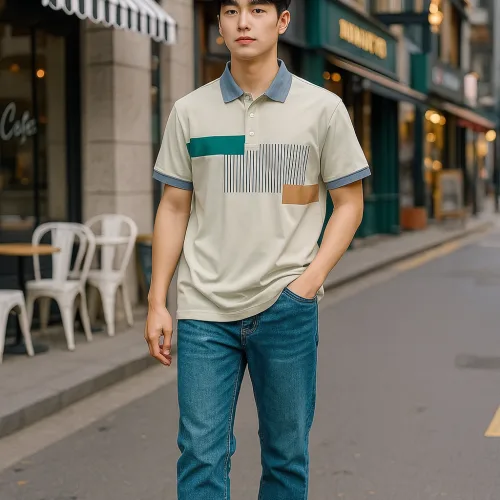 Áo Thun Nam Cổ Bẻ Họa Tiết Sọc Dọc Có Viền Bo Tay Áo (Có Size 3XL)