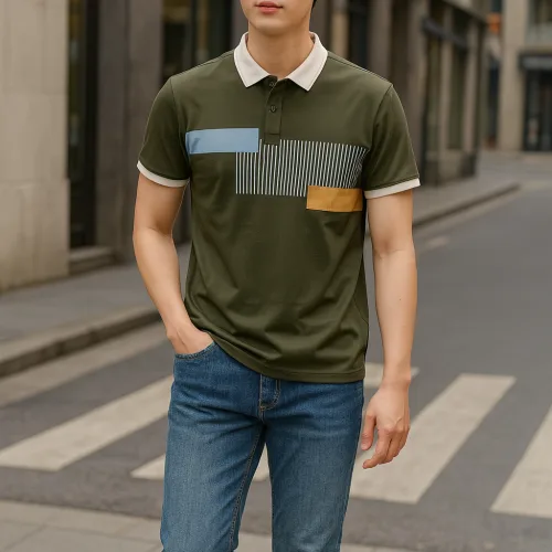 Áo Thun Nam Cổ Bẻ Họa Tiết Sọc Dọc Có Viền Bo Tay Áo (Có Size 3XL)