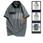 Áo Thun Nam Cổ Bẻ Họa Tiết Sọc Dọc Có Viền Bo Tay Áo (Có Size 3XL)