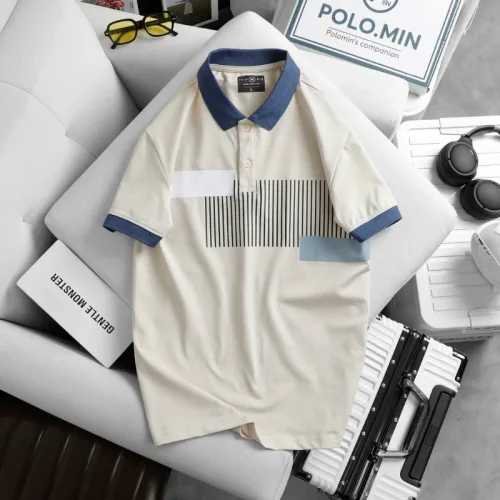 Áo Thun Nam Cổ Bẻ Họa Tiết Sọc Dọc Có Viền Bo Tay Áo (Có Size 3XL)