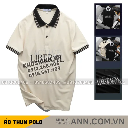 Áo Thun Nam Cổ Bẻ In Chữ Và Phối Sọc Viền Độc Đáo Big Size
