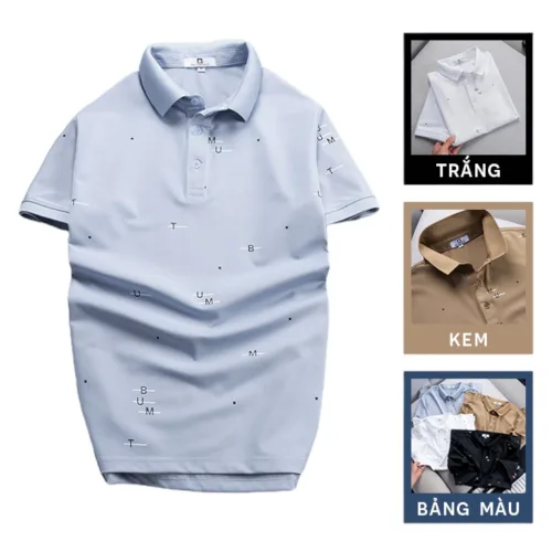 Áo Thun Nam Cổ Bẻ In Hoạ Tiết Chữ (Có Size 3x)
