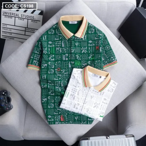Áo Thun Nam Cổ Bẻ In Hoạ Tiết Viền Bo Màu (Có size 3x)