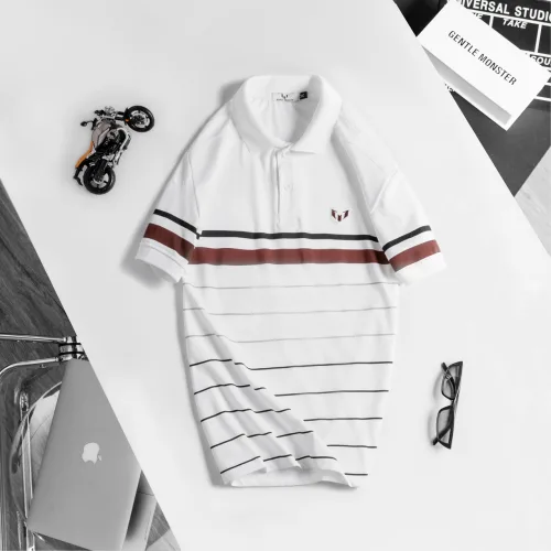 Áo Thun Nam Có Cổ Tay Ngắn In Sọc (Có Size 3XL)