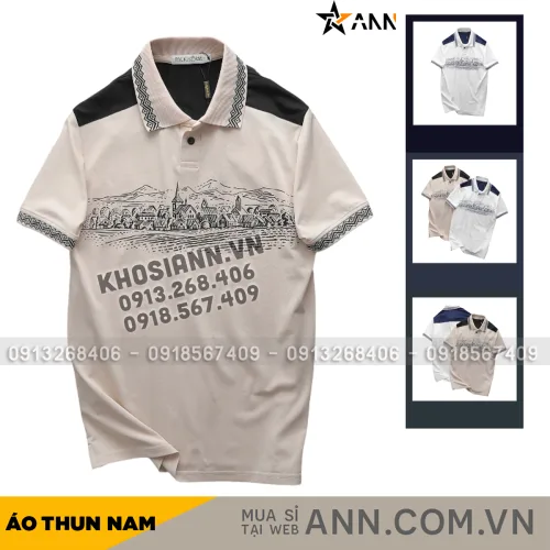 Áo Thun Nam Cổ Bẻ Pack Horse Họa Tiết Ngôi Làng Cổ Điển (Có Size 3x)