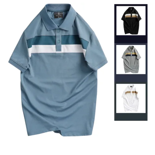 Áo Thun Nam Cổ Bẻ Phối Hai Sọc Ngang Trước Ngực Trẻ Trung (Có Size 3XL)