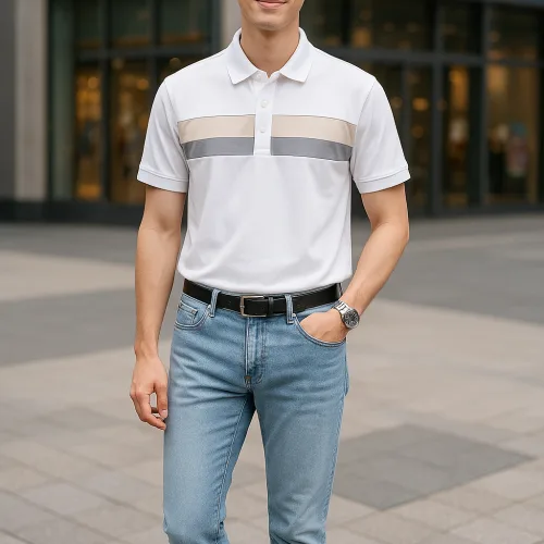 Áo Thun Nam Cổ Bẻ Phối Hai Sọc Ngang Trước Ngực Trẻ Trung (Có Size 3XL)