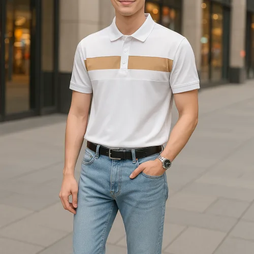 Áo Thun Nam Cổ Bẻ Phối Hai Sọc Ngang Trước Ngực Trẻ Trung (Có Size 3XL)