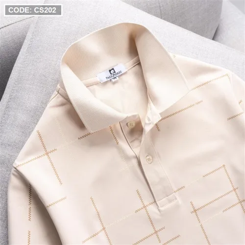 Áo Thun Nam Cổ Bẻ Phối Hoạ Tiết Kẻ Sọc (Có size 3x)