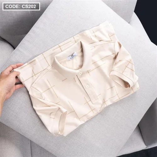 Áo Thun Nam Cổ Bẻ Phối Hoạ Tiết Kẻ Sọc (Có size 3x)