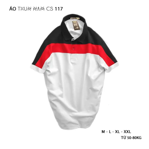 Áo Thun Nam Tay Ngắn Có Cổ Phối Màu