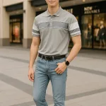 Áo Thun Nam Cổ Bẻ Phối Sọc Áo Trẻ Trung (Có Size 3XL)