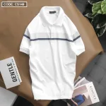Áo Thun Nam Có Cổ Tay Ngắn Phối Sọc
