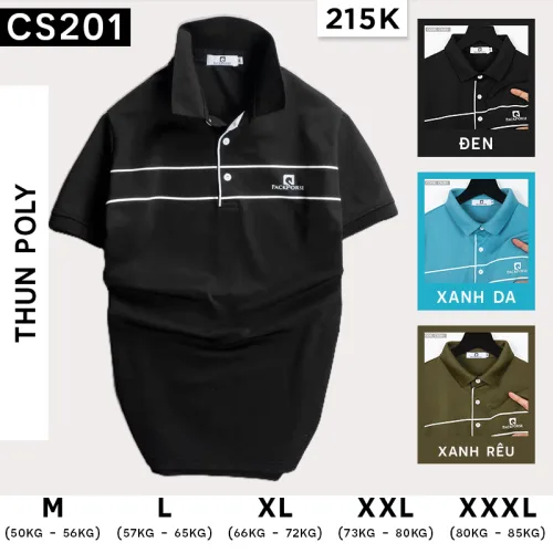 Áo Thun Nam Cổ Bẻ Phối Sọc Ngang In Logo PackHorse (có size 3x)