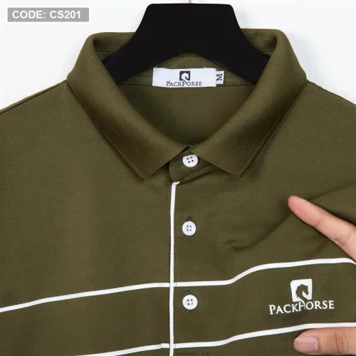 Áo Thun Nam Cổ Bẻ Phối Sọc Ngang In Logo PackHorse (có size 3x)