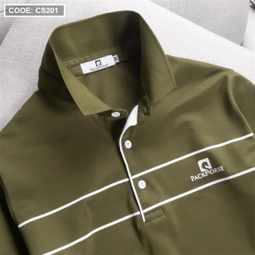 Áo Thun Nam Cổ Bẻ Phối Sọc Ngang In Logo PackHorse (có size 3x)