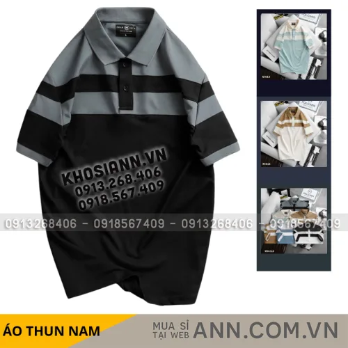 Áo Thun Nam Cổ Bẻ Sọc Ngang Phối Màu Trẻ Trung (Có Size 3XL)