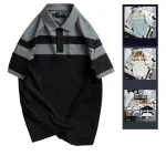 Áo Thun Nam Cổ Bẻ Sọc Ngang Phối Màu Trẻ Trung (Có Size 3XL)