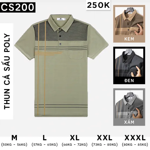 Áo Thun Nam Cổ Bẻ Sọc Nhuyễn Phối Túi (Có Size 3x)