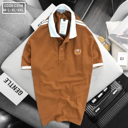 Áo Thun Nam Cá Sấu Có Cổ Thêu Chữ M