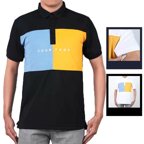 Áo Thun Nam Cổ Bẻ Thêu Chữ Phối Màu (Có Size 3XL)