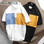 Áo Thun Nam Cổ Bẻ Thêu Chữ Phối Màu (Có Size 3XL)