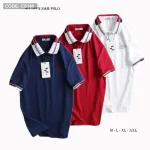 Áo thun nam cổ bẻ thêu chữ thun co giãn