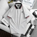 Áo Thun Nam Cổ Bẻ Thêu Logo Con Ngựa Viền Bo Tay Áo