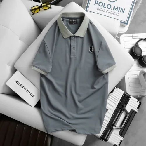 Áo Thun Nam Cổ Bẻ Thêu Logo Hình Con Sói Và Viền Bo Tay Áo (Có Size 3XL)