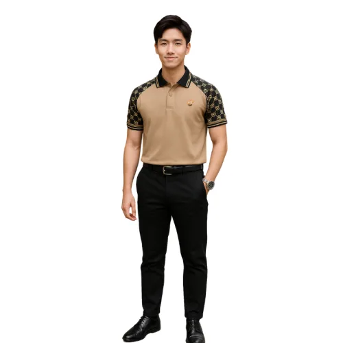 Áo Thun Nam Cổ Bẻ Thêu Logo Trước Ngực & Phối Họa Tiết Chữ G (Có Size 3xl)