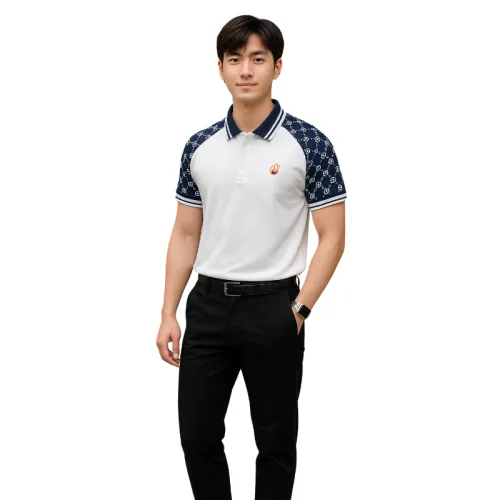 Áo Thun Nam Cổ Bẻ Thêu Logo Trước Ngực & Phối Họa Tiết Chữ G (Có Size 3xl)