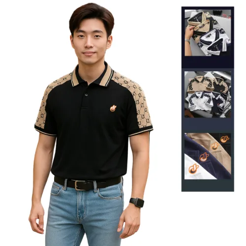 Áo Thun Nam Cổ Bẻ Thêu Logo Trước Ngực & Phối Họa Tiết Chữ G (Có Size 3xl) – một lựa chọn đáng tham khảo trong áo polo nam