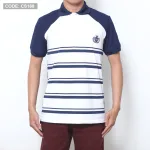 Áo Thun Polo Cá Sấu Thân Phối Sọc In Logo