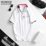 Áo Thun Nam Có Cổ Phối Màu Thêu Chữ