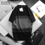 Áo Thun Nam Cổ Tròn 2 Màu In Sọc Ngang Ngực (Có Size 3XL)