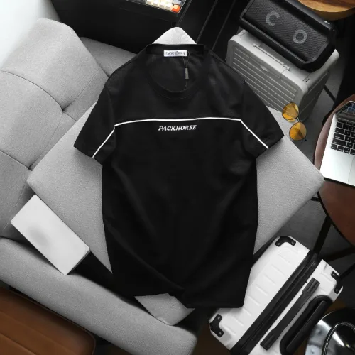 Áo Thun Nam Cổ Tròn - Áo Nam Phối Sọc Ngang Thêu Chữ Packhorse Trước Ngực (Size Từ M Đến XXL)