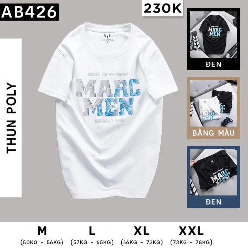 Áo Thun Nam Cổ Tròn Cotton In Chữ Marc Men