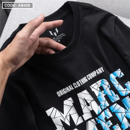 Áo Thun Nam Cổ Tròn Cotton In Chữ Marc Men