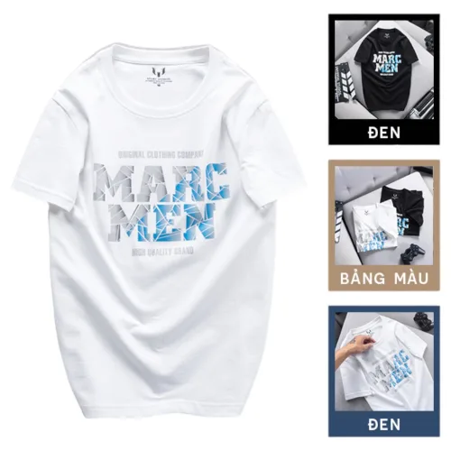 Áo Thun Nam Cổ Tròn Cotton In Chữ Marc Men